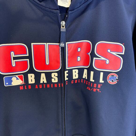Chicago Cubs MLB Authentic Collection Full Zip Hoodie Sweatshirt- Men Size Large - Picture 3 of 7